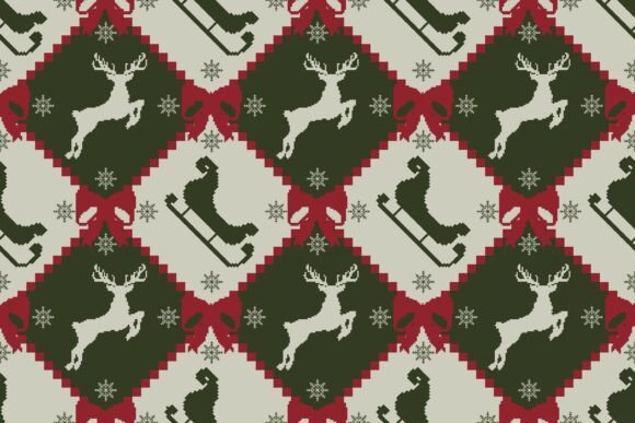 Christmas Pixel Art Seamless Pattern