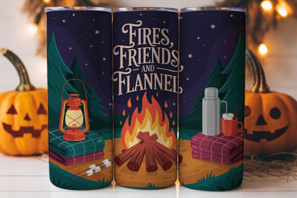 Fires Friends Flannel 20oz Tumbler Wrap