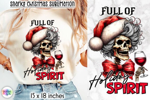 Funny Christmas Skull PNG, Wine Lover
