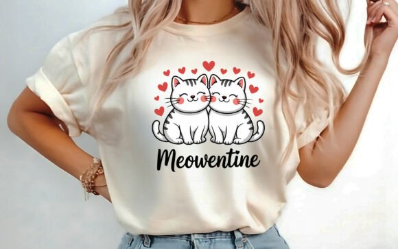 Funny Meowentine Cat Valentines T-shirt