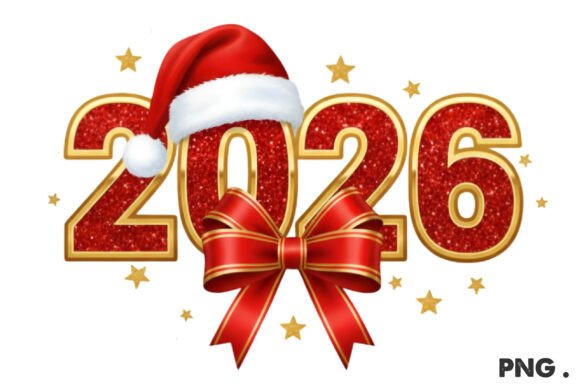 Glitter Happy New Year 2026 Png