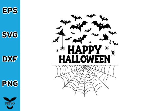 Happy Halloween with Bats Spiders and We