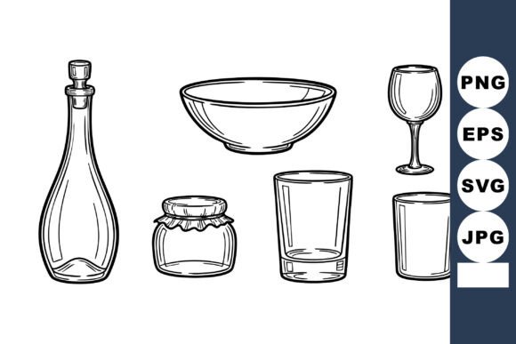Kitchen Glassware Set with Bottle Bowl J