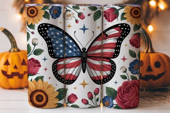 Patriotic Butterfly FloralTumbler