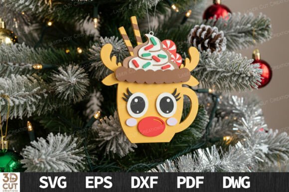 Reindeer Mug Ornament SVG Rudolph