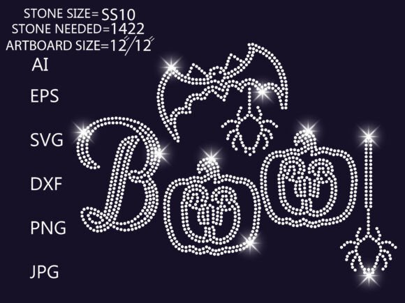 Sparkling Boo Rhinestone Halloween Art